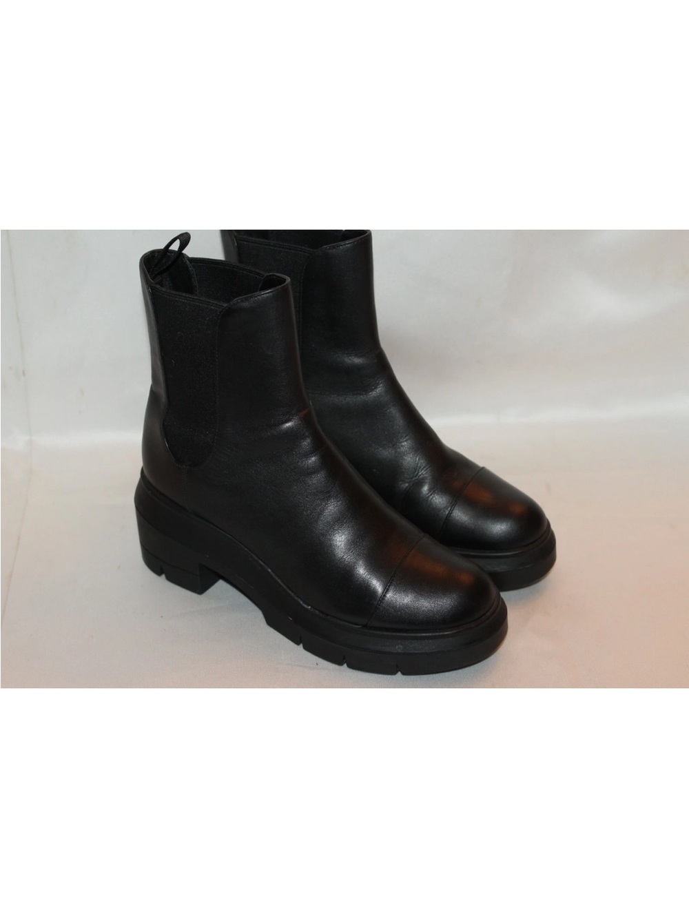 Stuart 
Stuart Weitzmann NORAH Black Leather Chelsea Platform Boot (C Width)